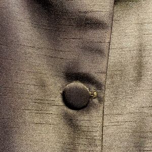 Hand sewn dupioni silk chocolate brown, two piece suit for wedding.